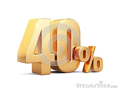 Gold fourty percent isolated on white. Forty 40% income or 40% off on sale concept Stock Photo