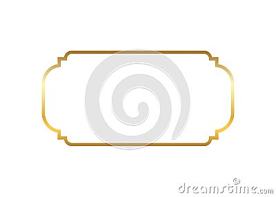 Gold frame. Beautiful simple golden design. Vintage style decorative border isolated white background. Elegant gold art Vector Illustration