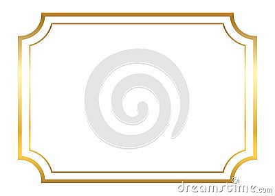 Gold frame. Beautiful simple golden design white Vector Illustration