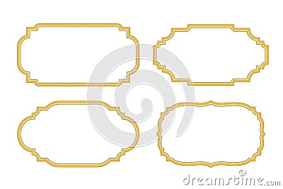 Gold frame. Beautiful simple golden design white Vector Illustration