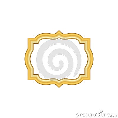 Gold frame. Beautiful simple golden design white Vector Illustration