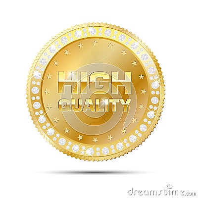 Gold frame with diamonds - HIGH QUALITY badge Cartoon Illustration