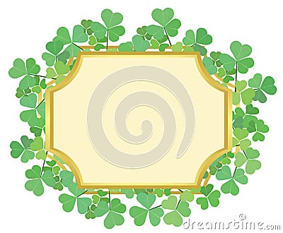 Gold frame with green shamrock - vector Vector Illustration