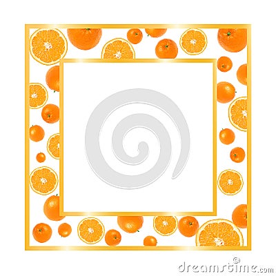 Gold frame with oranges Stock Photo