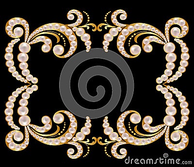 Gold frame with pearls Vector Illustration