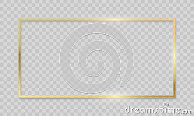 Gold frame on transparent background. Vector realistic isolated golden shiny border frame Vector Illustration