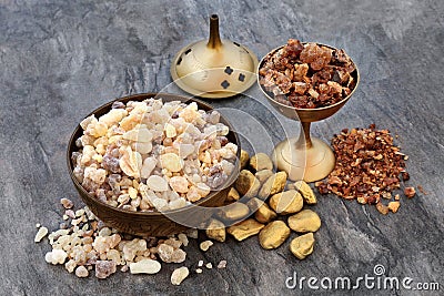 Gold Frankincense and Myrrh Stock Photo