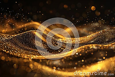 gold Futuristic background of points with a dynamic wave Excellent data visualization generative ai Stock Photo