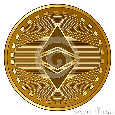 Gold futuristic ethereum classic cryptocurrency coin vector illustration Vector Illustration