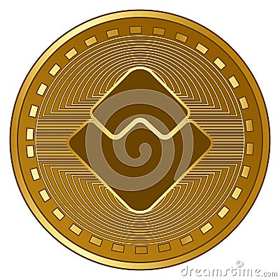 Gold futuristic waves cryptocurrency coin vector illustration Vector Illustration