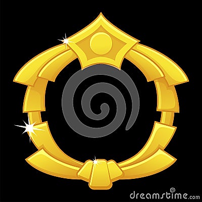 Gold game frame award, blank avatar round template for game ui. Vector Illustration