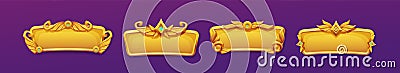Gold game ui frames, medieval menu elements, bars Vector Illustration