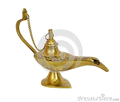 Gold genie lamp Stock Photo