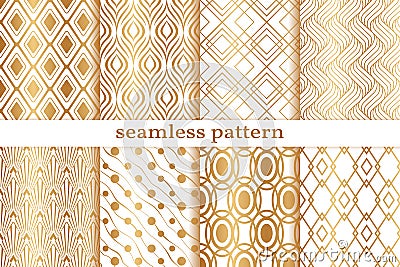 Gold geometric seamless pattern. Golden â€‹background. Repeated set abstract texture. Repeating collection geometric patern for de Stock Photo