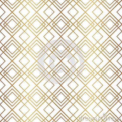 Gold geometric seamless pattern. Repeating fancy background. Abstract golden lattice for design prints. Repeated art deco texture. Vector Illustration