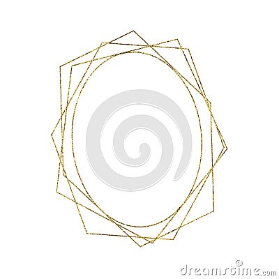 Gold geometrical triangular oval frame isolated on white background Stock Photo