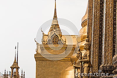Gold Giant Guardian in Wat Phra Kaew temple Stock Photo