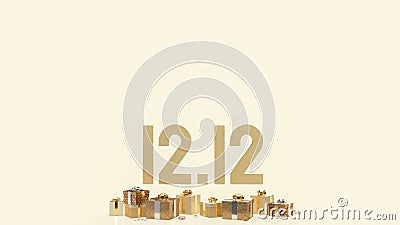 The 12.12 and gold giftboxs for business and holiday concept 3d rendering Stock Photo