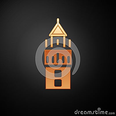 Gold Giralda in Seville Spain icon isolated on black background. Vector Vector Illustration