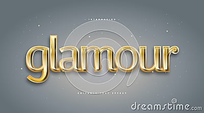 Gold Glamour Text Style with Embossed Effect Vector Illustration