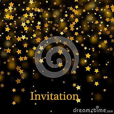 Gold glitter background with sparkle shine light confetti. Vector glittering black background. Vector Illustration