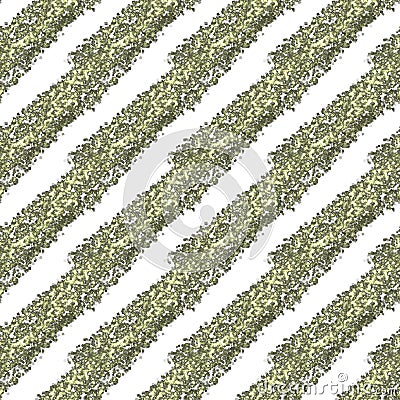 Gold glitter diagonal stripes on a white background, seamless endless pattern Stock Photo