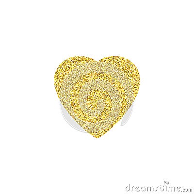 Gold glitter heart sign sparkles on white background Cartoon Illustration