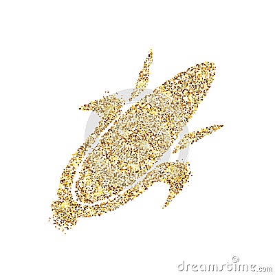 Gold glitter icon of corn on the cob isolated on background. Art creative concept illustration for web, glow light confetti, Cartoon Illustration