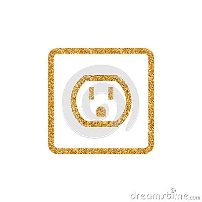 Gold Glitter Icon - Electrical outlet Vector Illustration