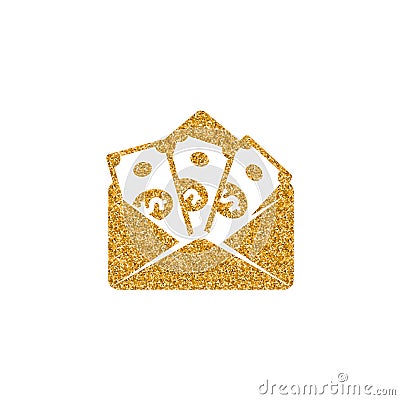 Gold Glitter Icon - Money envelope Vector Illustration