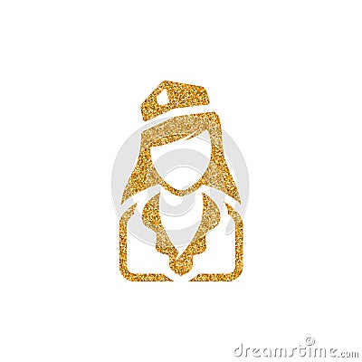 Gold Glitter Icon - Stewardess avatar Vector Illustration