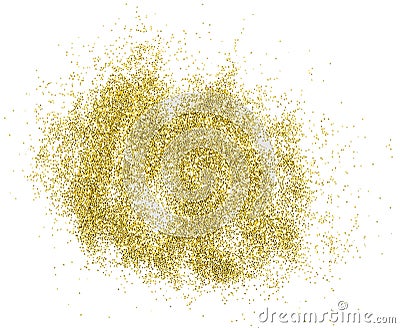 Gold glitter isolated on white background. Decoration golden flakes dust splash. Glow shiny sparkle magic luxury Stock Photo