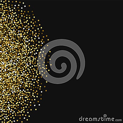 Gold glitter. Left semicircle with gold glitter on black Cartoon Illustration