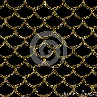 Gold glitter mermaid tail seamless pattern Vector Illustration