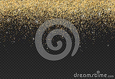 Gold glitter particles isolate on png or transparent background with sparkling snow, star light for Christmas, New Year, Vector Illustration