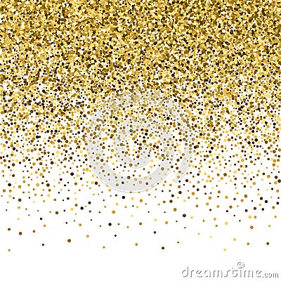 Gold glitter shine texture on a black background. Golden explosion of confetti. Vector Illustration