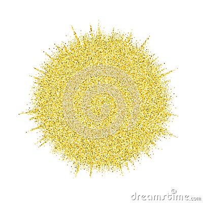 Gold glitter splash or golden glittering cicrle splatter texture vector background Vector Illustration