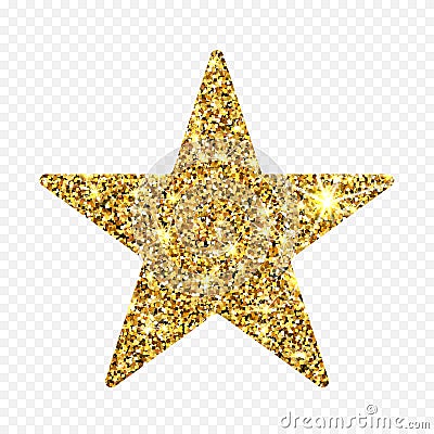 Gold glitter star. Golden sparcle. Amber particles. Luxury design element. Stock Photo