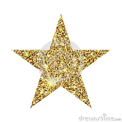 Gold glitter star. Golden sparcle luxury design element. Amber particles. Stock Photo