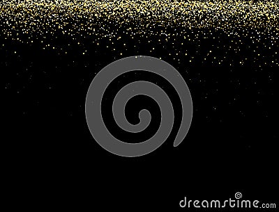 Gold glitter texture on a black background. Golden explosion of confetti. Golden abstract texture on a black background. Vector Illustration