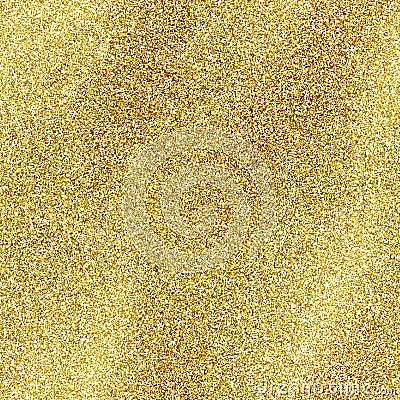 Seamless gold glitter texture isolated on golden background. Sparkle sequin tinsel yellow bling. Stock Photo