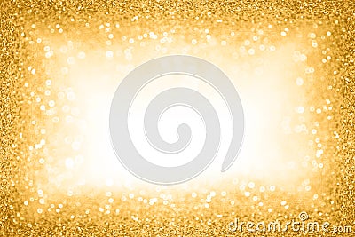 Gold glitter 50th anniversary border background or birthday winner frame Stock Photo