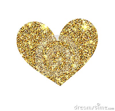 Gold glitter vector heart. Golden sparkle Vector Illustration