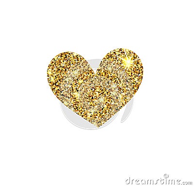 Gold glitter vector heart. Golden sparkle Vector Illustration