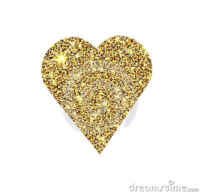 Gold glitter vector heart. Golden sparkle Vector Illustration