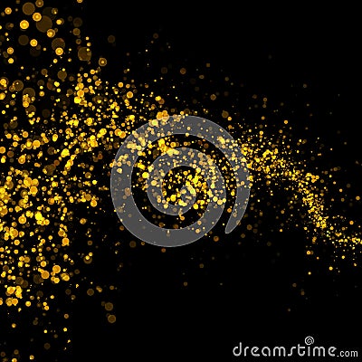 Gold glittering bokeh stars dust tail Stock Photo