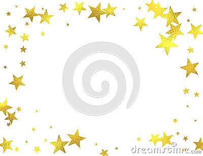 Gold glittering foil stars on white background Vector Illustration