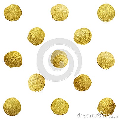 Gold glittering polka dot stains pattern Stock Photo