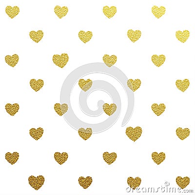 Gold glittering seamless pattern of hearts Vector Illustration