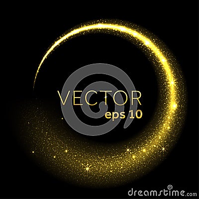 Gold glittering star dust circle Vector Illustration